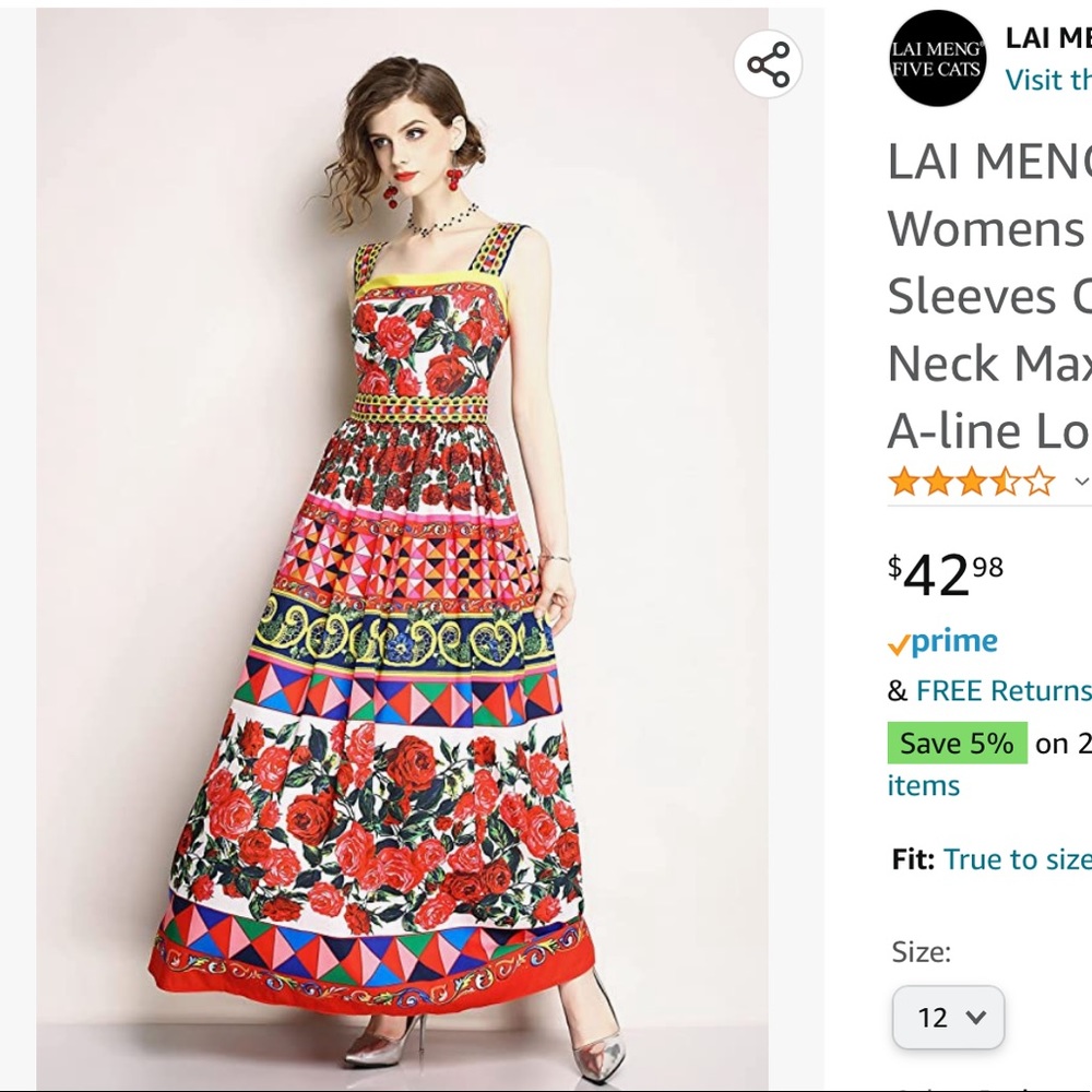 Bright roses maxi dress. NWOT.